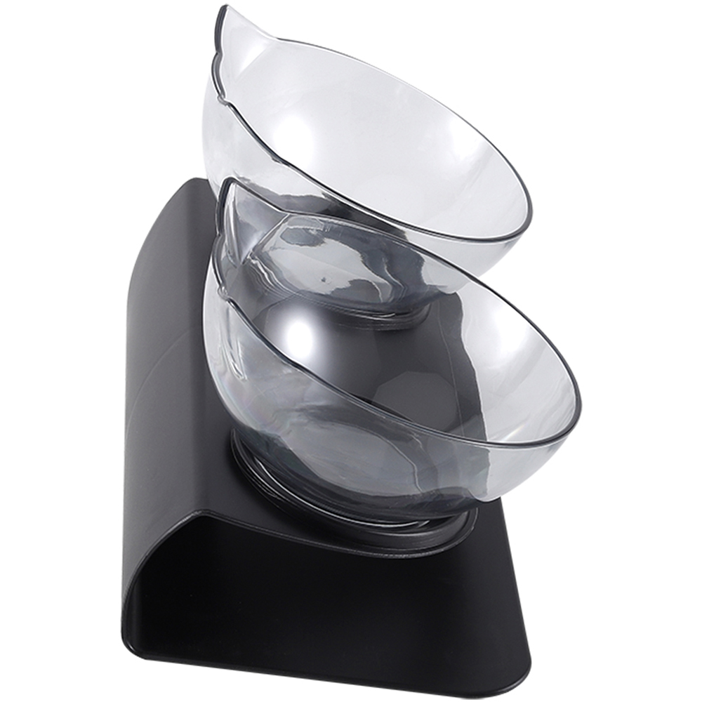 H&O Direct Transparent Double Bowl Elevated Tilted Pet Feeder with Black Stand Image 3