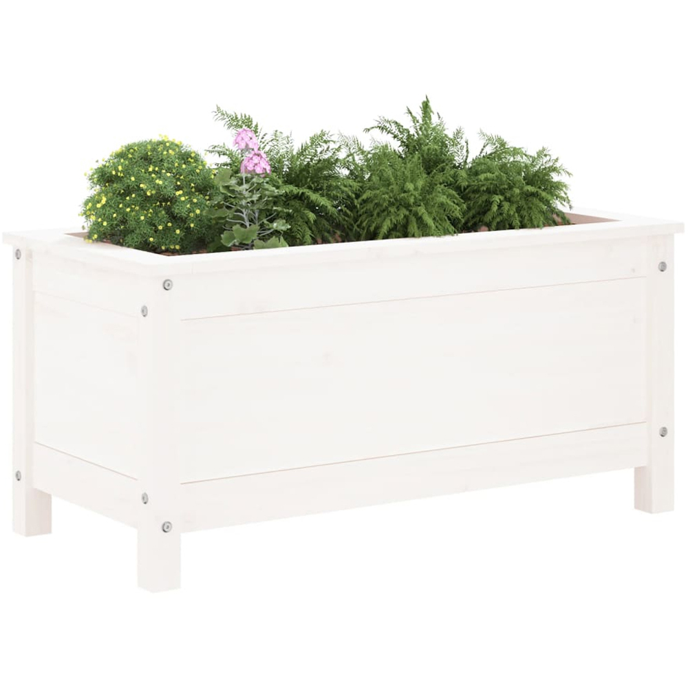 vidaXL White Wooden Garden Planter 82.5 x 40 x 39cm Image 2