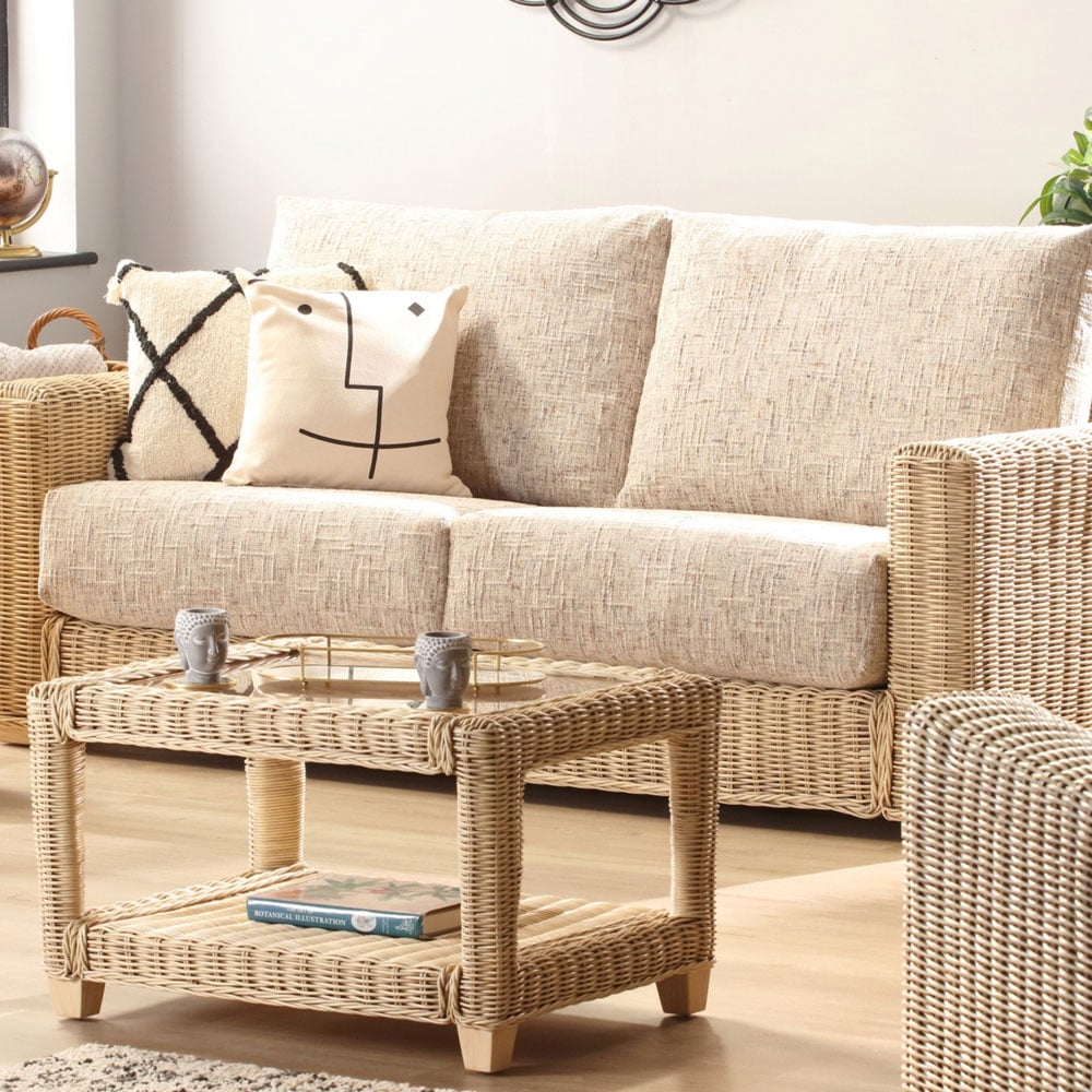Desser Furniture Burford 3 Seater Natural Rattan and Farrow Sofa Image 6