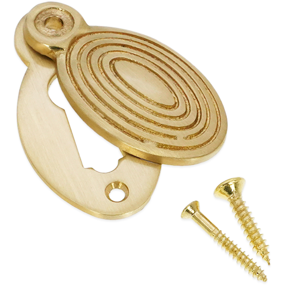 Spira Brass Oval Beehive Satin Brass Escutcheon Image 4
