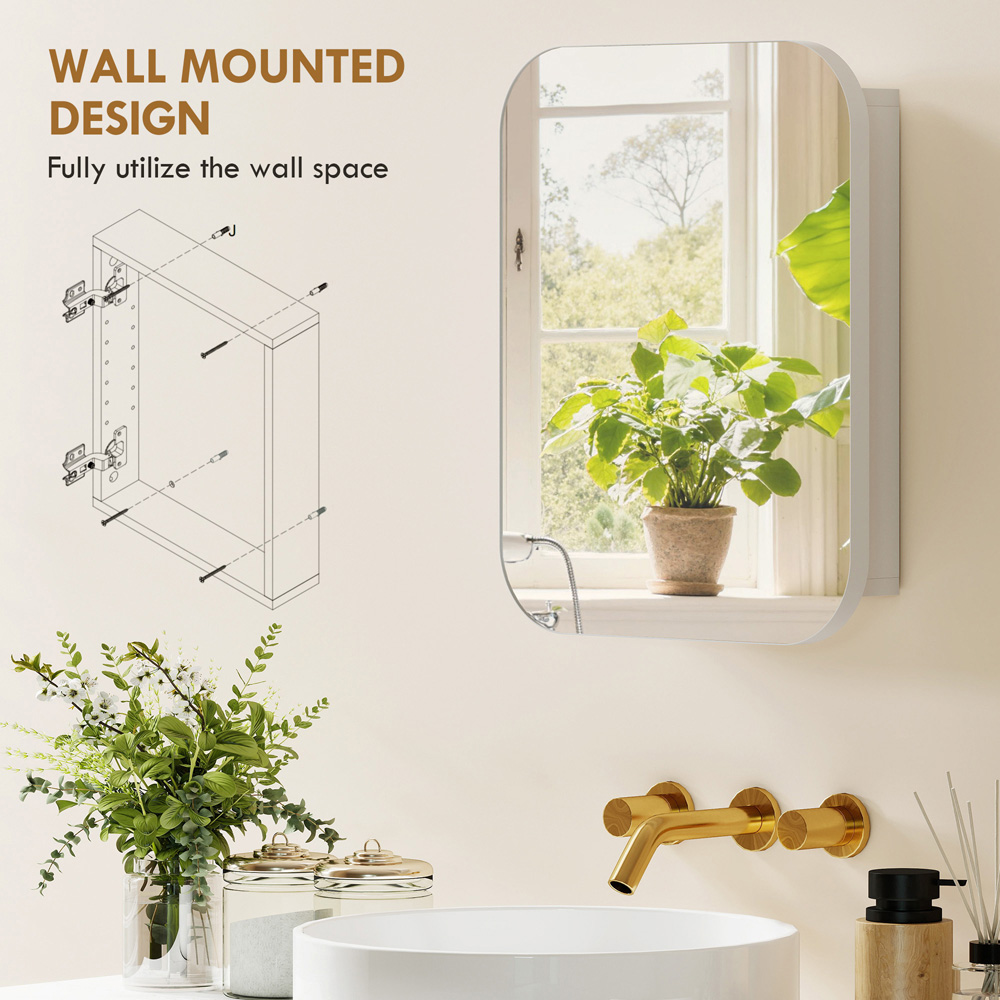 Portland White Wall Mounted Adjustable Bathroom Cabinet with Mirror Image 8
