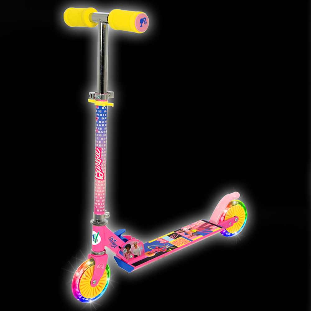 Barbie Foldable Height Adjustable Kids Inline Scooter with Light Up Wheels Image 2