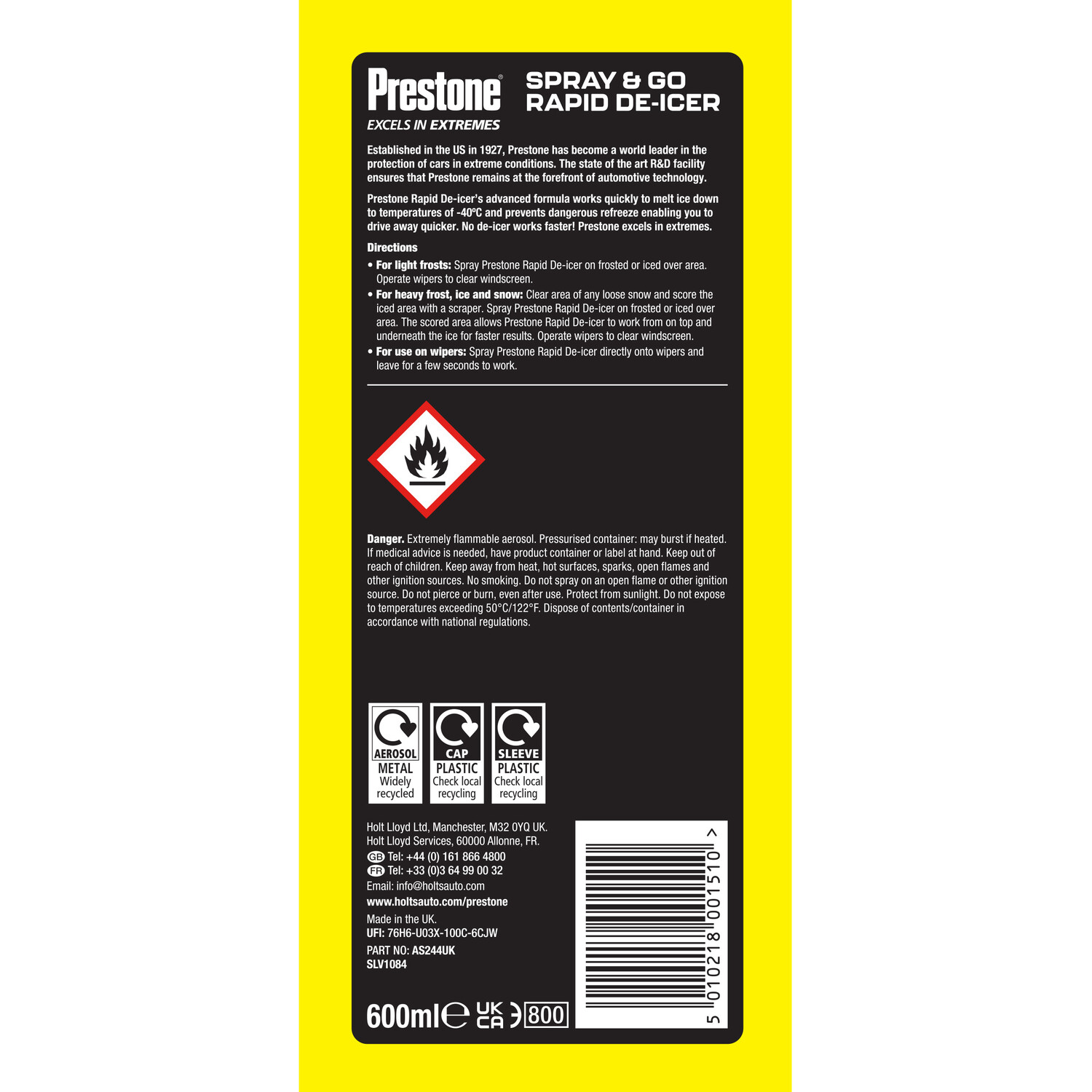 Prestone Rapid De-Icer 600ml Image 2