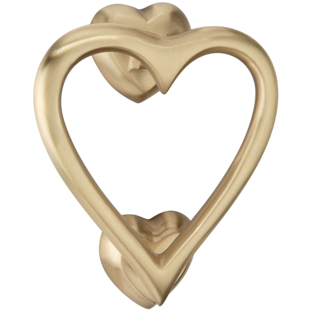 Spira Brass Satin Brass Heart Door Knocker Image 1