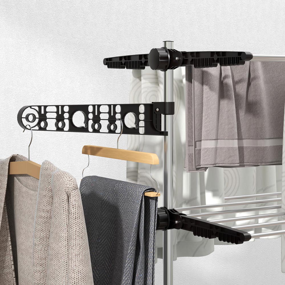 HOMCOM 4-Tier Black Large Stainless Steel Clothes Drying Rack Image 4