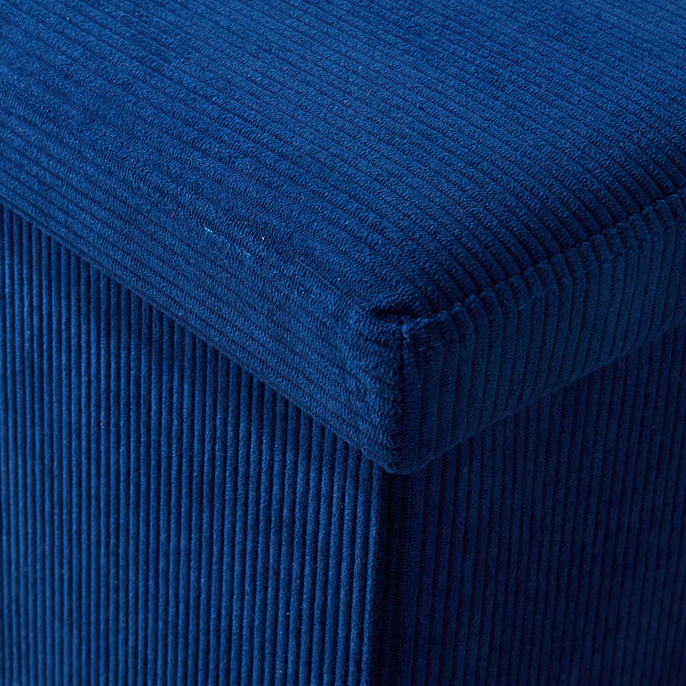 Home Source Blue Corduroy Upholstered Folding Ottoman Image 5