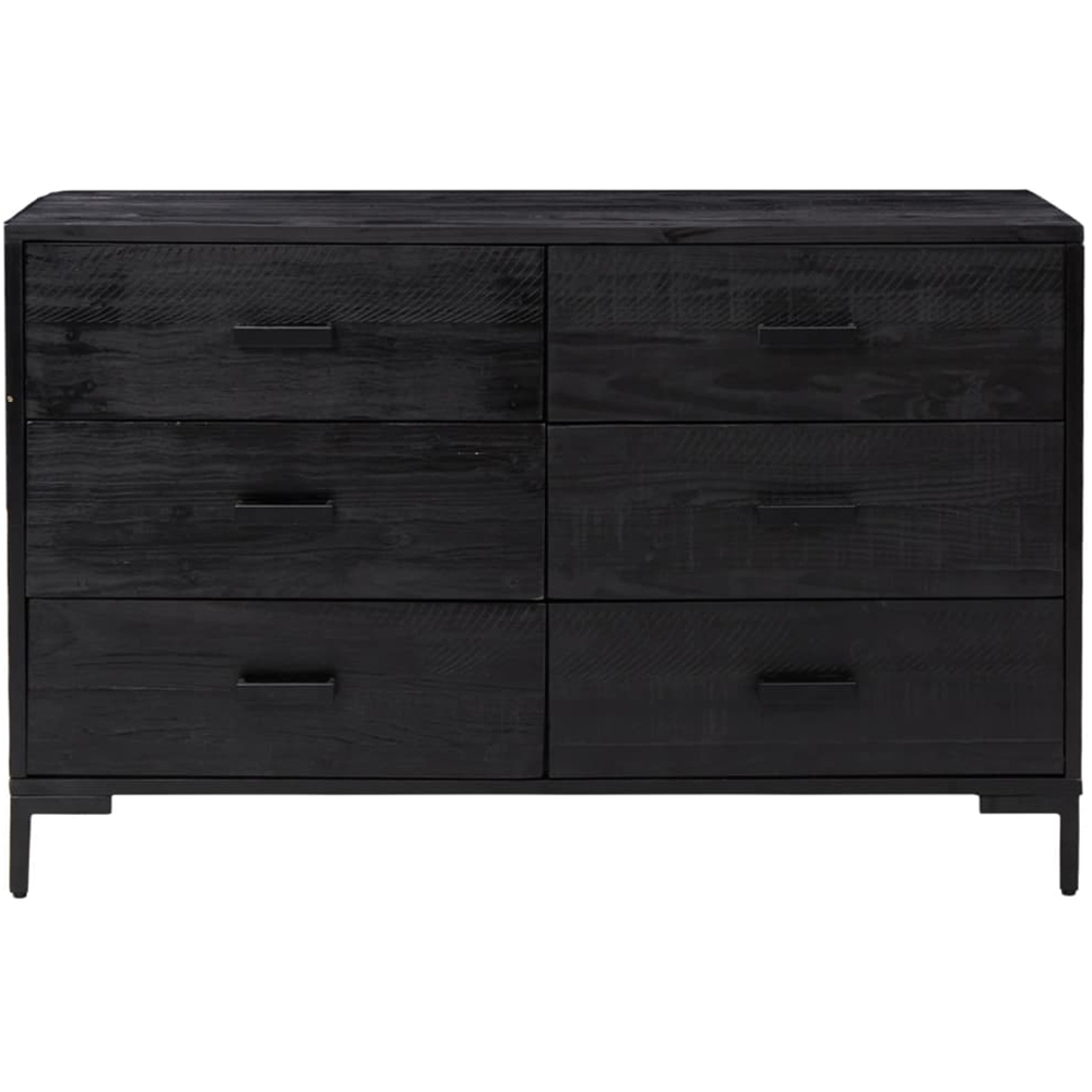 vidaXL 6 Drawer Black Wooden Sideboard Image 3