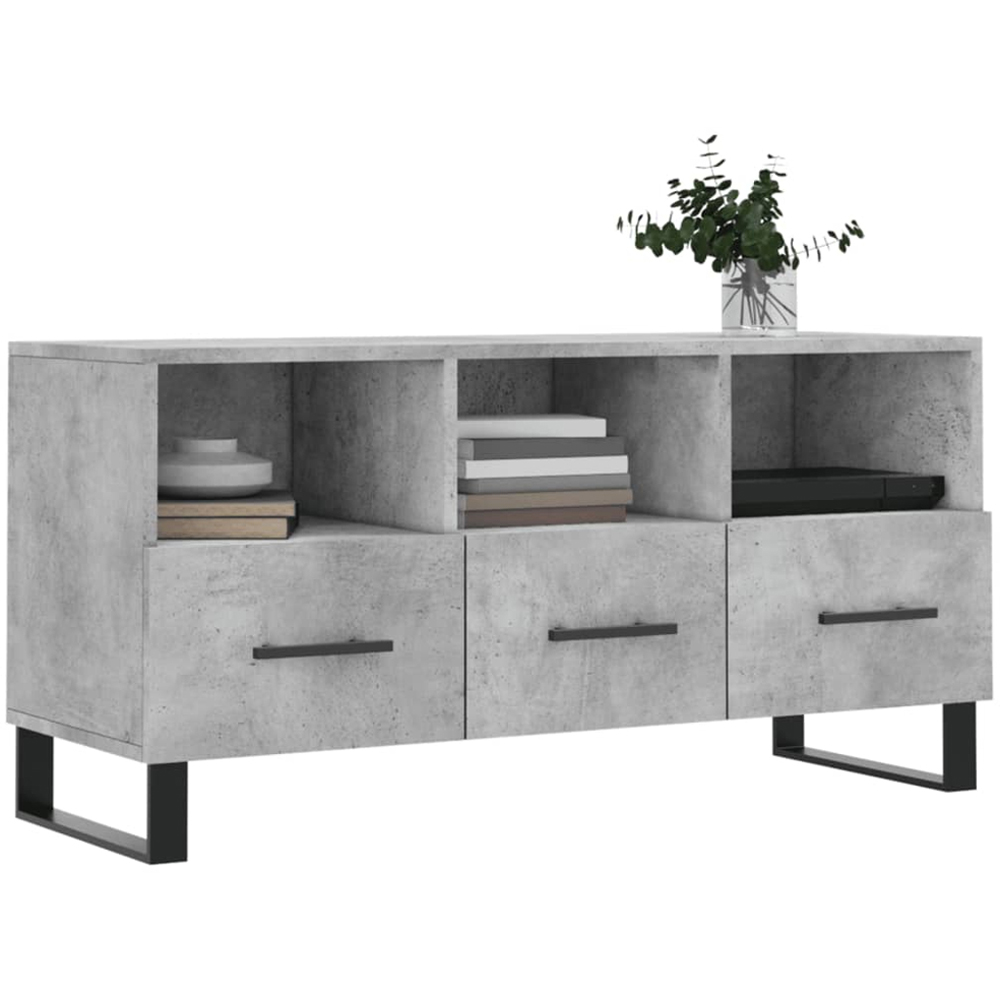 vidaXL 3 Drawer 3 Shelf Concrete Grey TV Cabinet Image 3