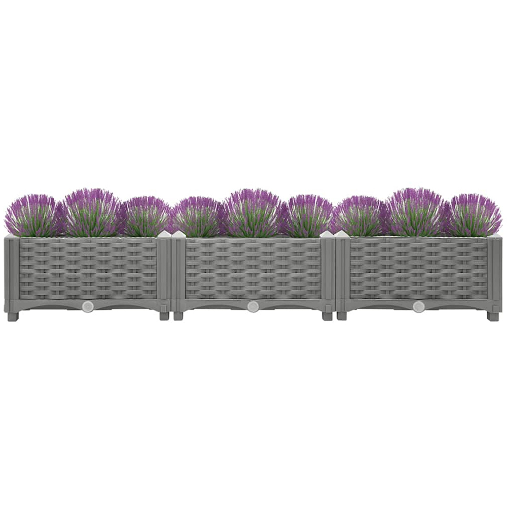 vidaXL Grey Plastic Rattan Raised Garden Bed 23 x 120 x 40cm Image 3