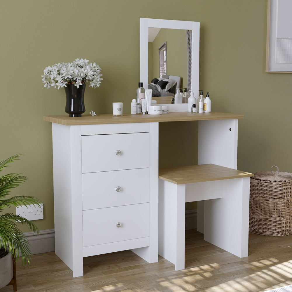 Vida Designs Arlington White Dressing Table Set Image 4