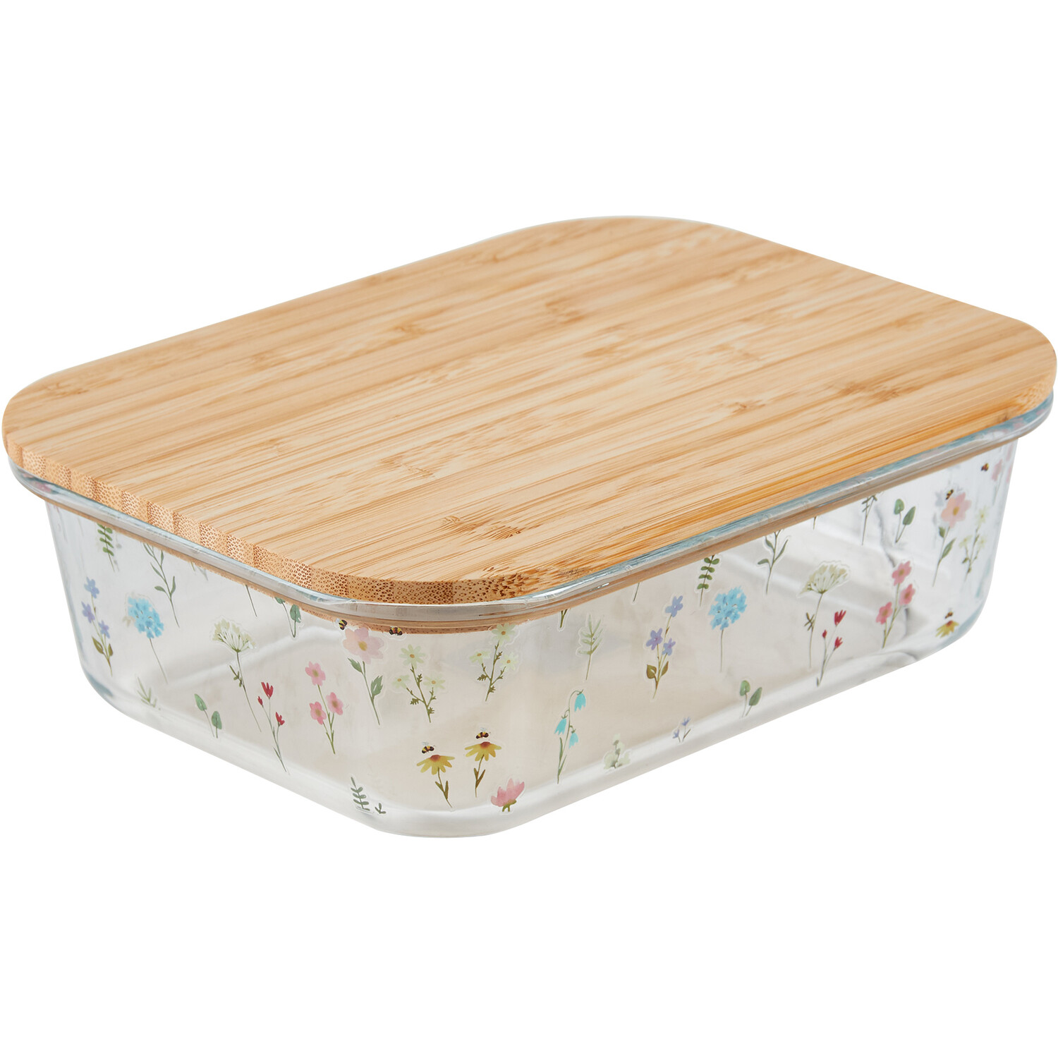 Flower Market Glass Food Storage Container - Clear / Medium Image 1