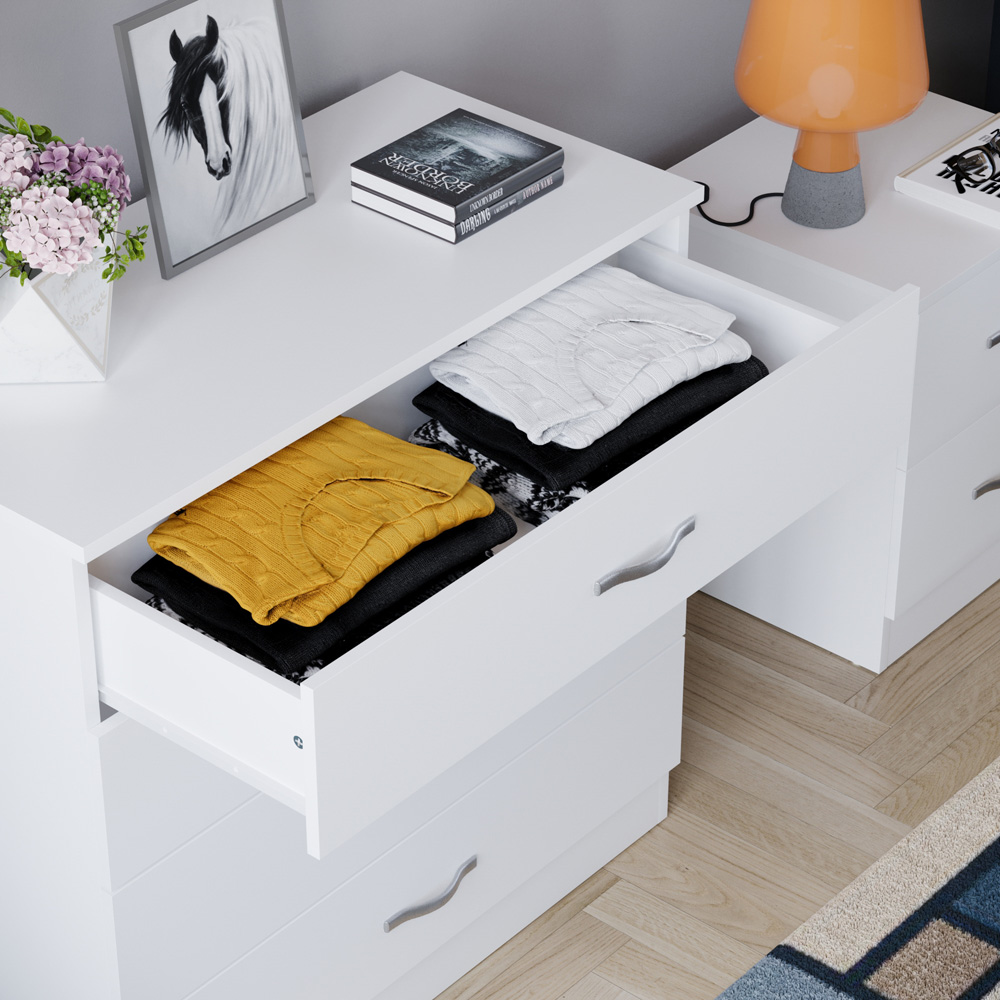 Vida Designs Riano 4 Drawer White Unique Anti Bowing Chest of Drawers with Metal Handles Image 5
