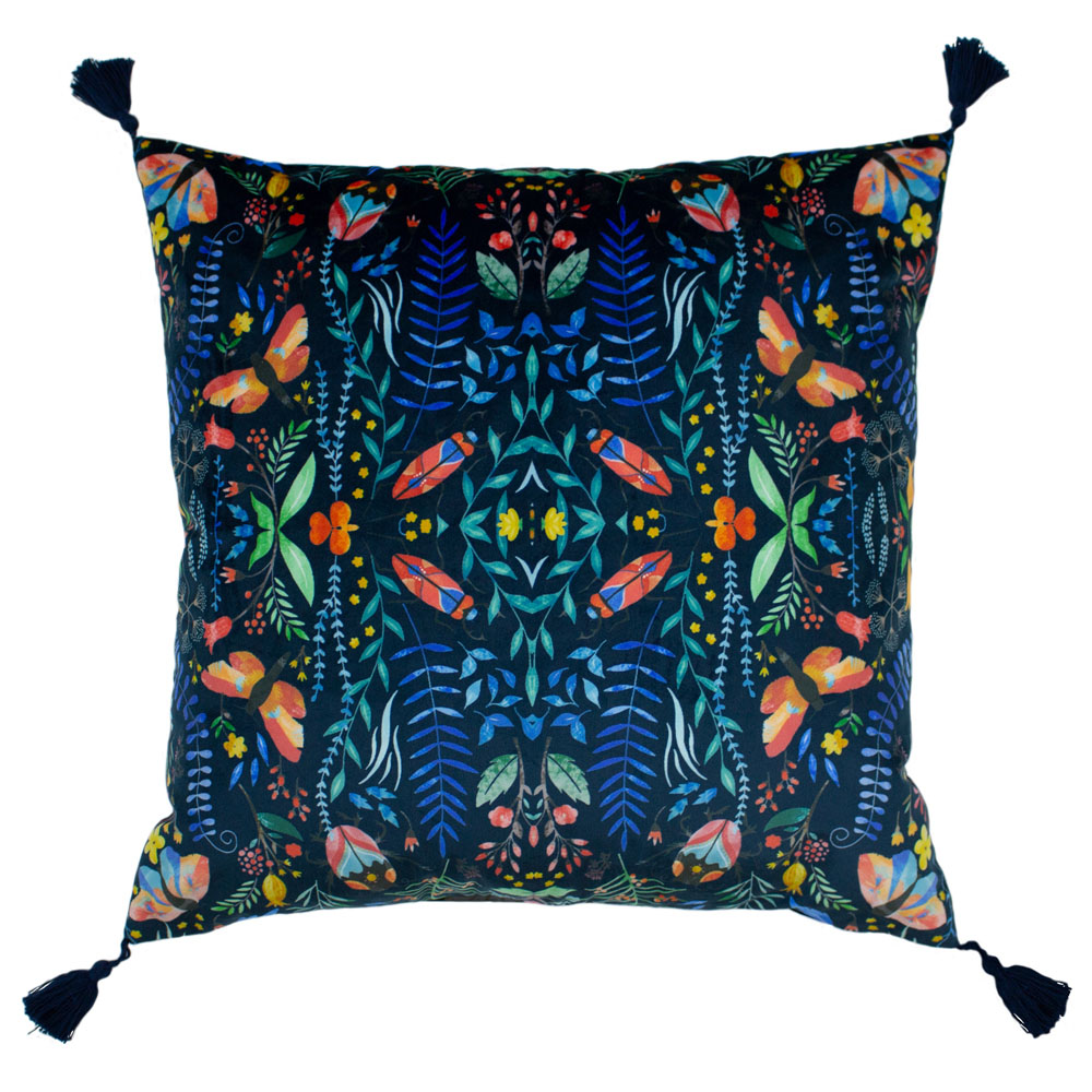 furn. Kaleidoscopic Blue Velvet Cushion Image