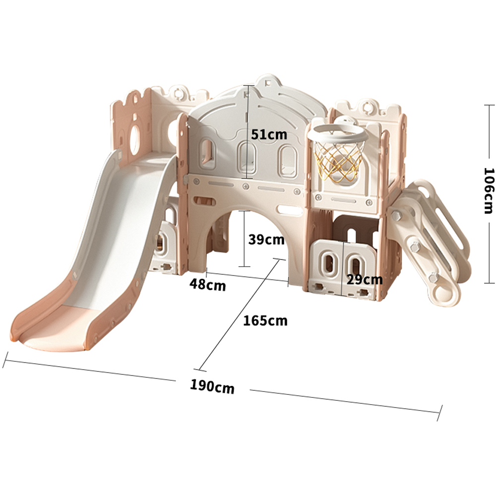 Living and Home Kids Pink and White Playset with Slide and Basket Hoop Image 9