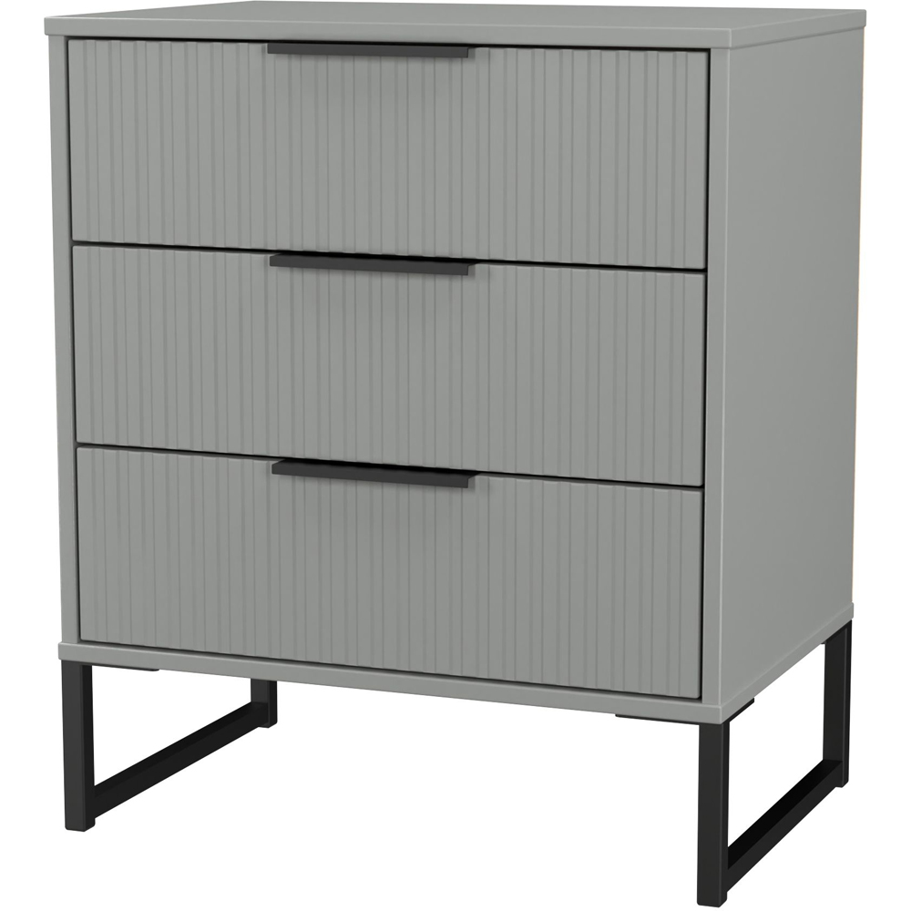 Crowndale Fluted 3 Drawer Dusk Grey Midi Chest of Drawers Ready Assembled Image 4