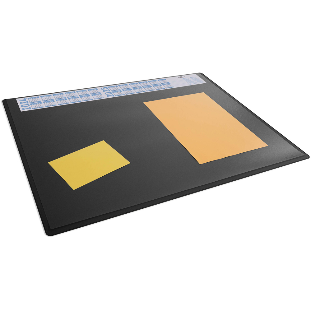 Durable Black Clear Overlay Calander PC Desk Mat 65 x 50cm Image 1