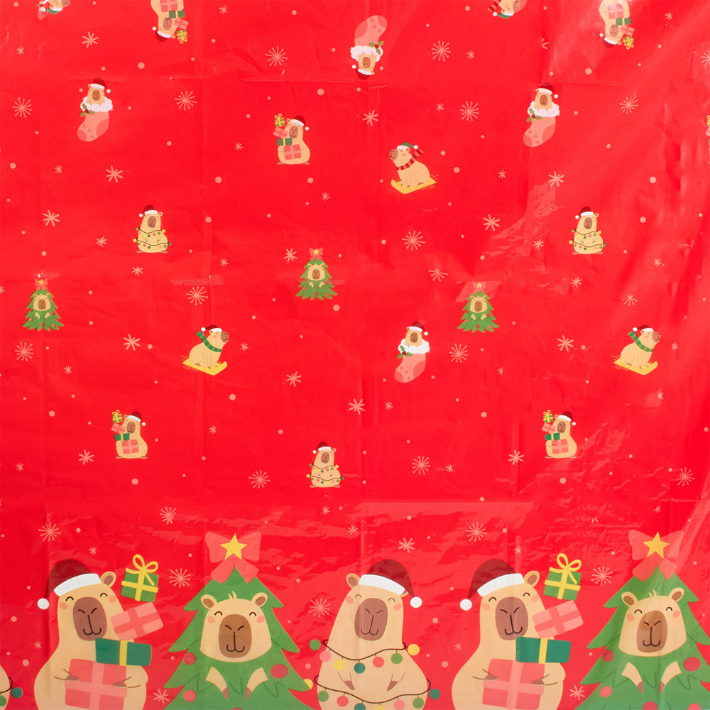 Christmas Capybara Reusable Table Cover Red Image 5