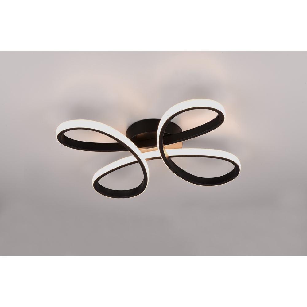 TRIO Fly Black Matt Integrated LED Ceiling Light Image 3