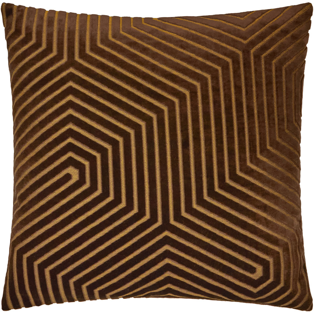 Paoletti Evoke Chocolate Cut Velvet Cushion 55 x 55cm Image 1