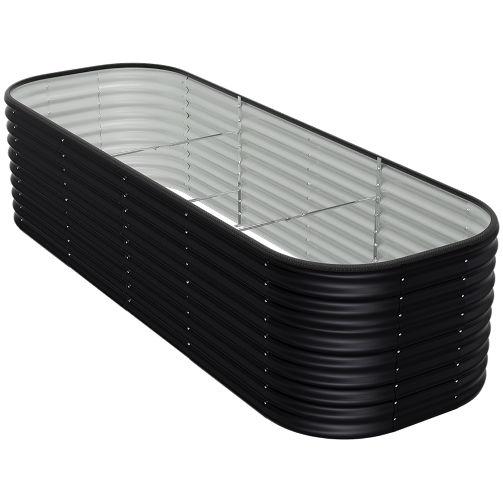 Living and Home Anthracite Oval Galvanised Steel Raised Garden Bed 240 x 56cm Image 3