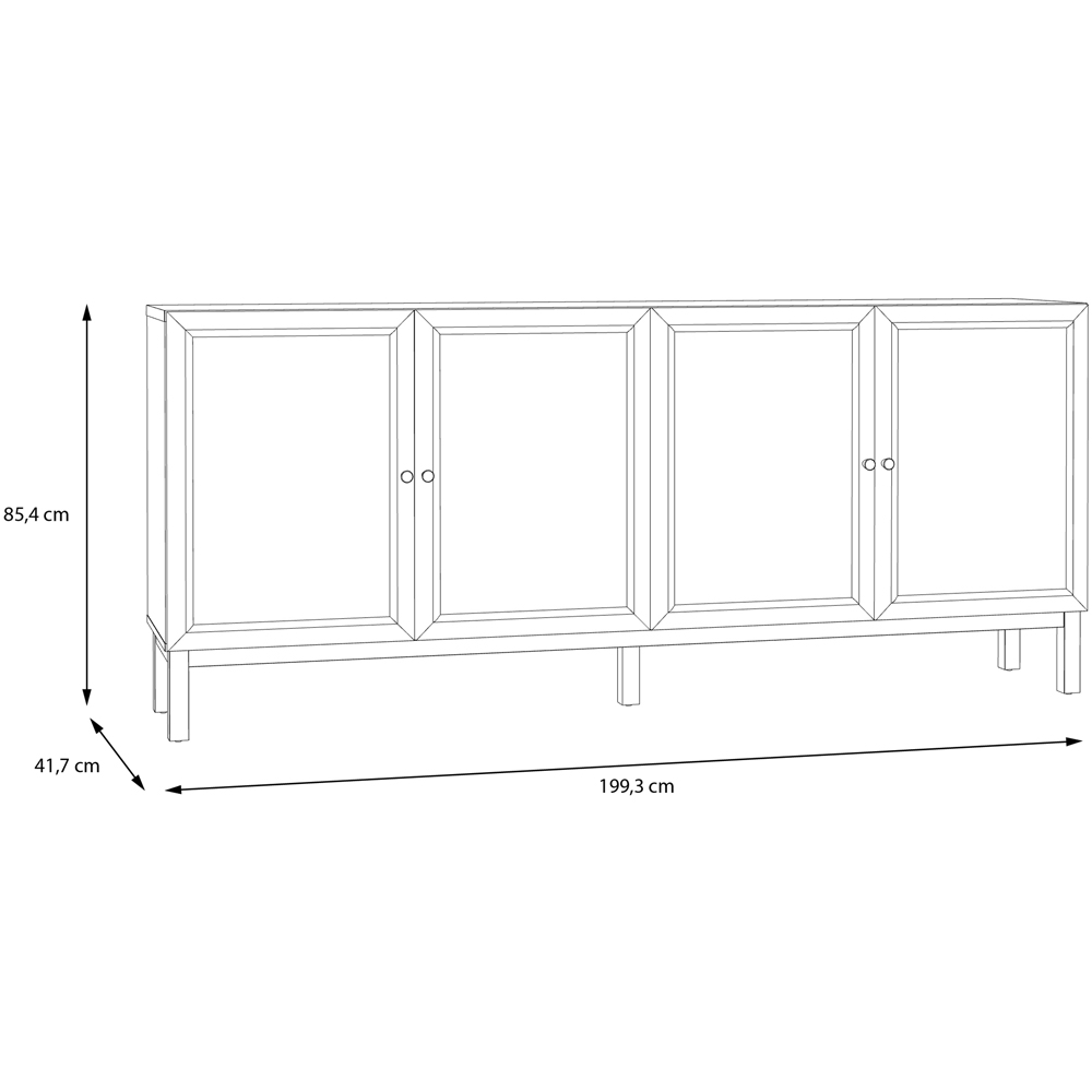 Florence Wensley 4 Door Single Drawer Light Grey and Oak Sideboard Image 7