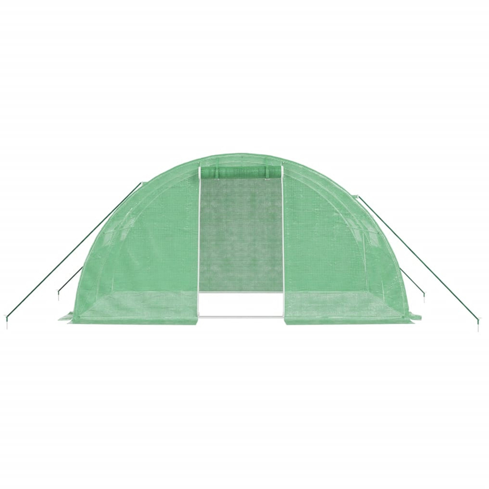 vidaXL Green Polyethylene Galvanised Steel Frame 13.1 x 6.5ft Greenhouse Image 2
