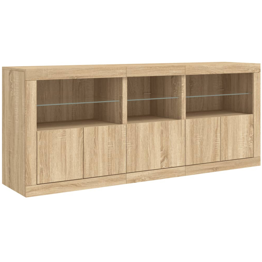 vidaXL 5 Door 6 Shelf Sonoma Oak Large Sideboard with LED Lights Image 5