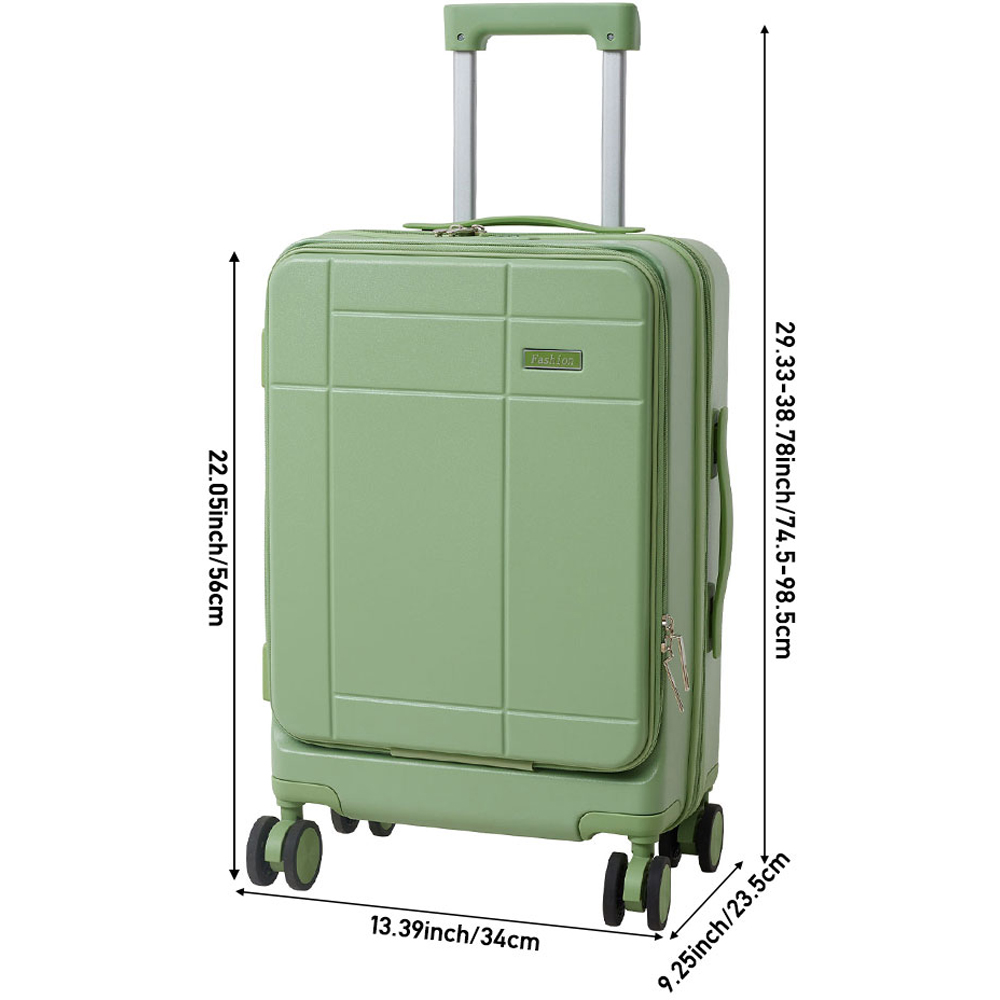 H&O Direct 20 inch Green Carry On Front Open Luggage Suitcase Image 6