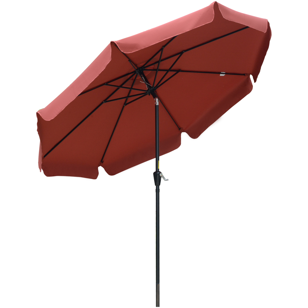 Outsunny Wine Red Crank and Tilt Parasol with Ruffles 2.66m Image 1