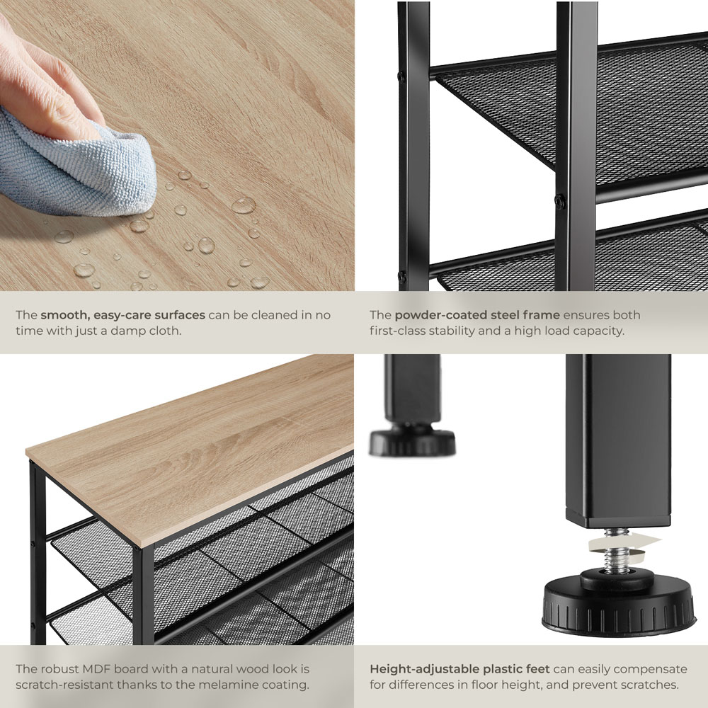 tectake Sheffield 4 Grid Shelf Oak Sonoma Shoe Rack Image 5