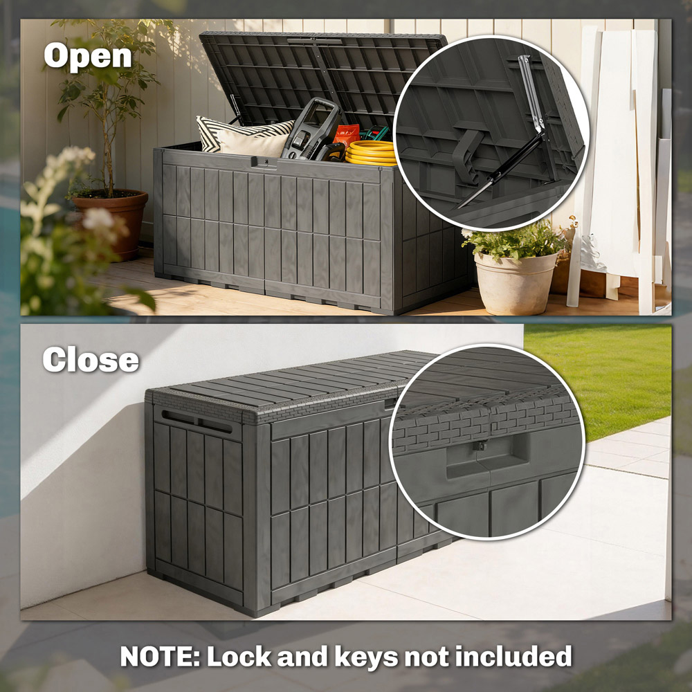 Outsunny 440L Brown Waterproof Garden Storage Box with Lockable Lid Image 7