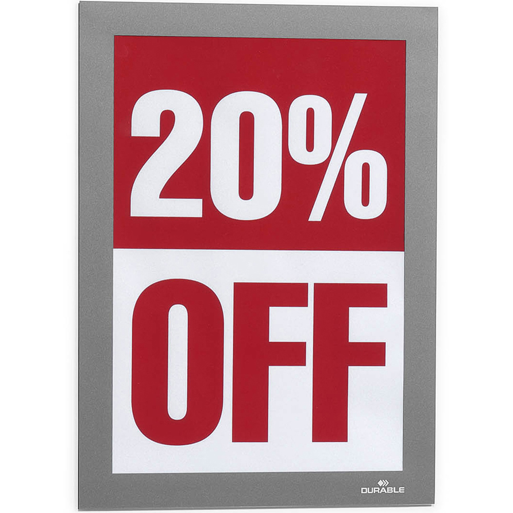 Durable DURAFRAME A5 Silver Self Adhesive Magnetic Signage Frame 2 Pack Image 4