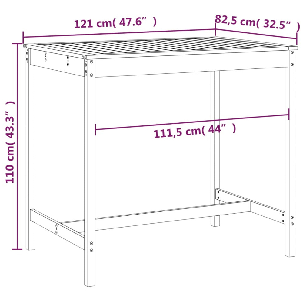 vidaXL 4 Seater Solid Pine Wood Slatted Garden Dining Table Grey Image 7