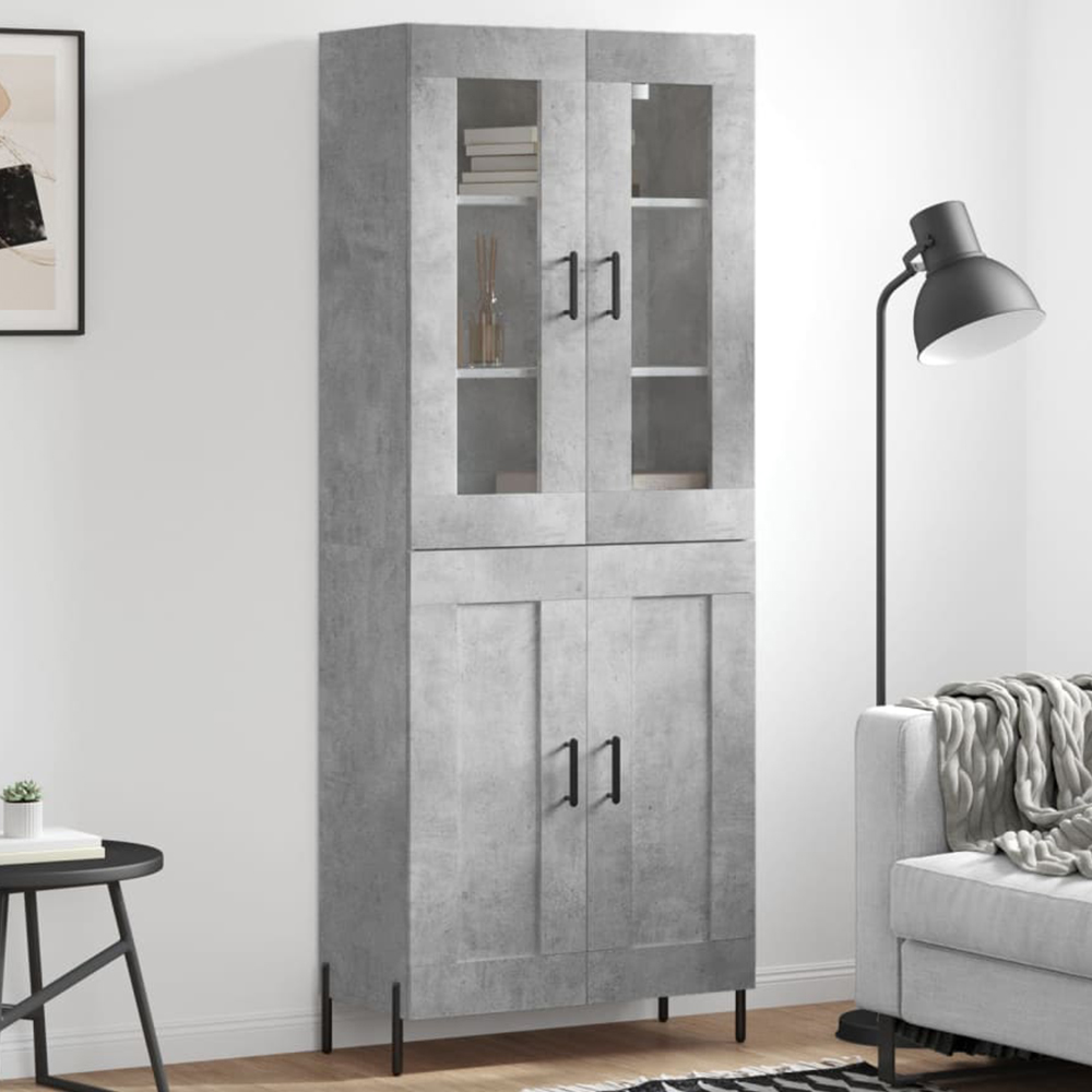 vidaXL 4 Door Concrete Grey Highboard Image 1