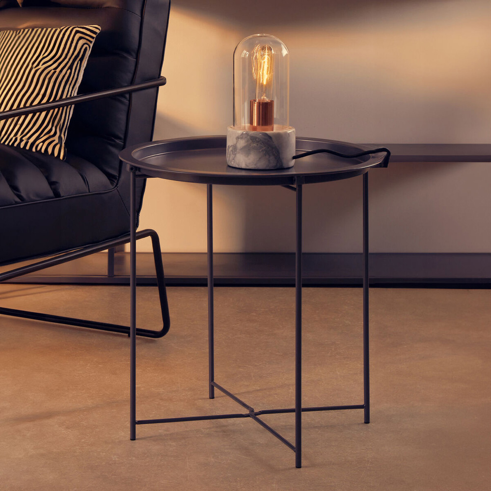 Premier Housewares Sleek Grey Metal Round Side Table Image 3