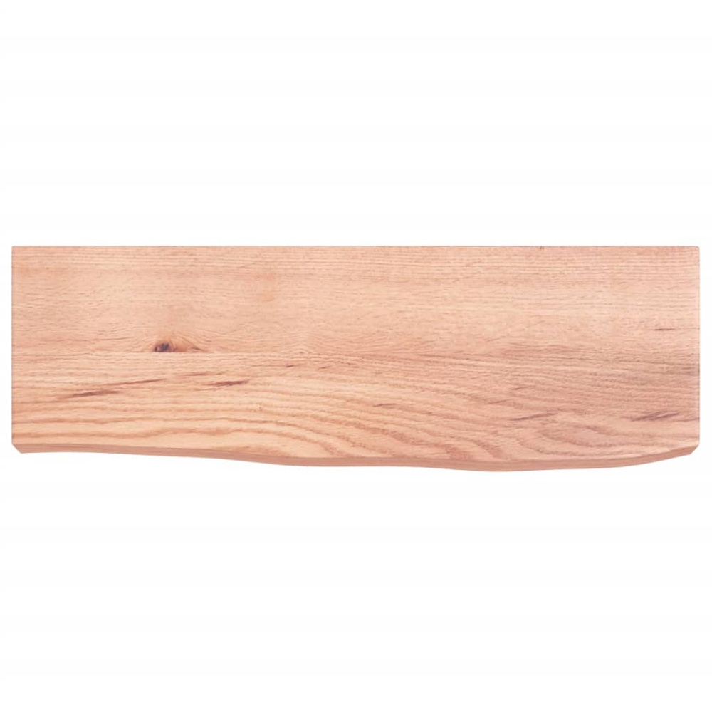 vidaXL 60cm Light Brown Treated Solid Oak Wood Floating Wall Shelf Image 3