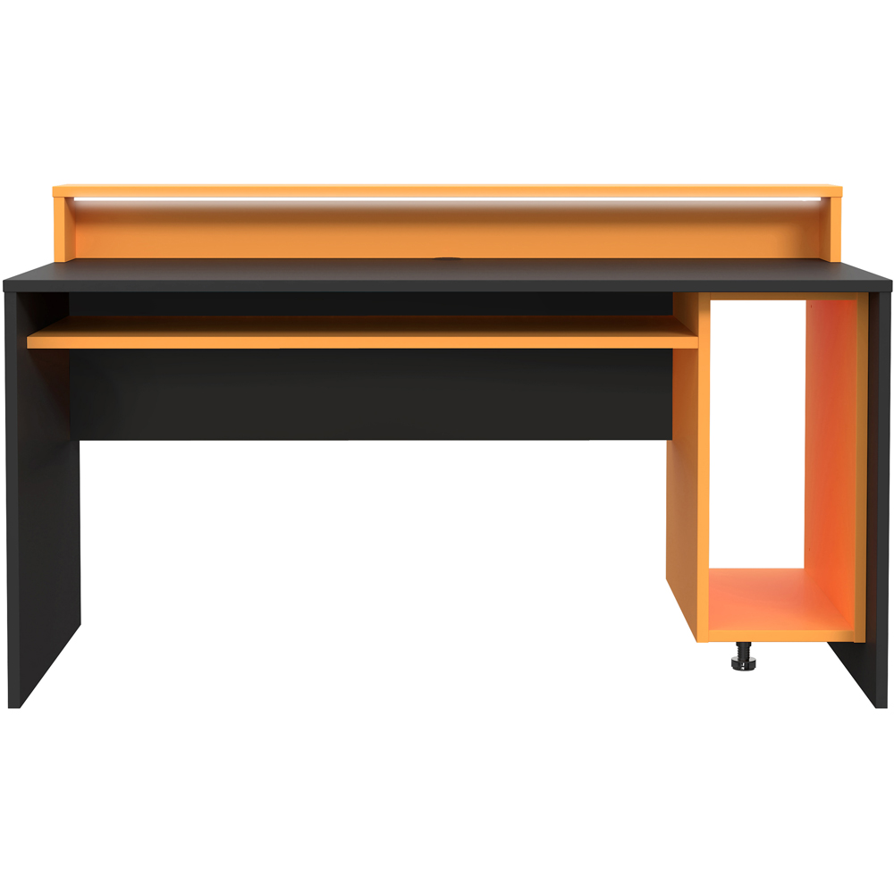 Florence Tezaur 2 Shelf Black and Orange LED Gaming Desk Image 3
