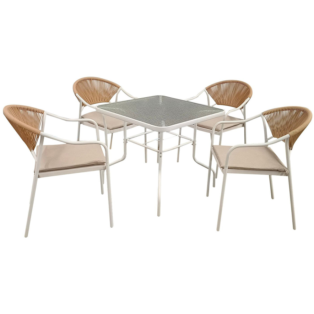 Lillian 4 Seater Dining Set - Natural and White Image 2
