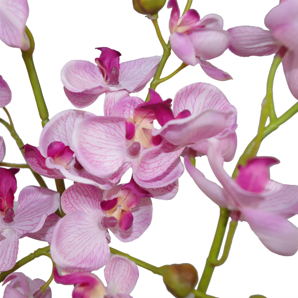 Leaf Pink Orchid 3 Stems Artificial Plant Pot 60cm Image 2