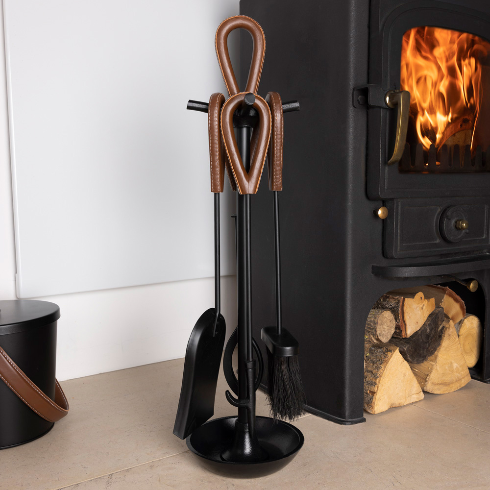 Charles Bentley 4 Piece Black Fig Fireside Companion Set Image 2