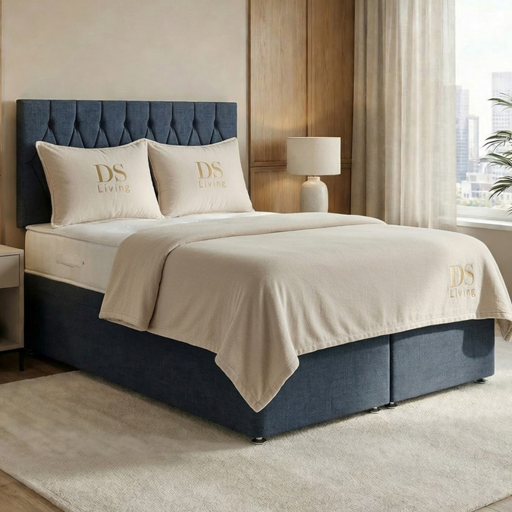 DS Living Diamond Single Denim Upholstered Divan Bed Image 1