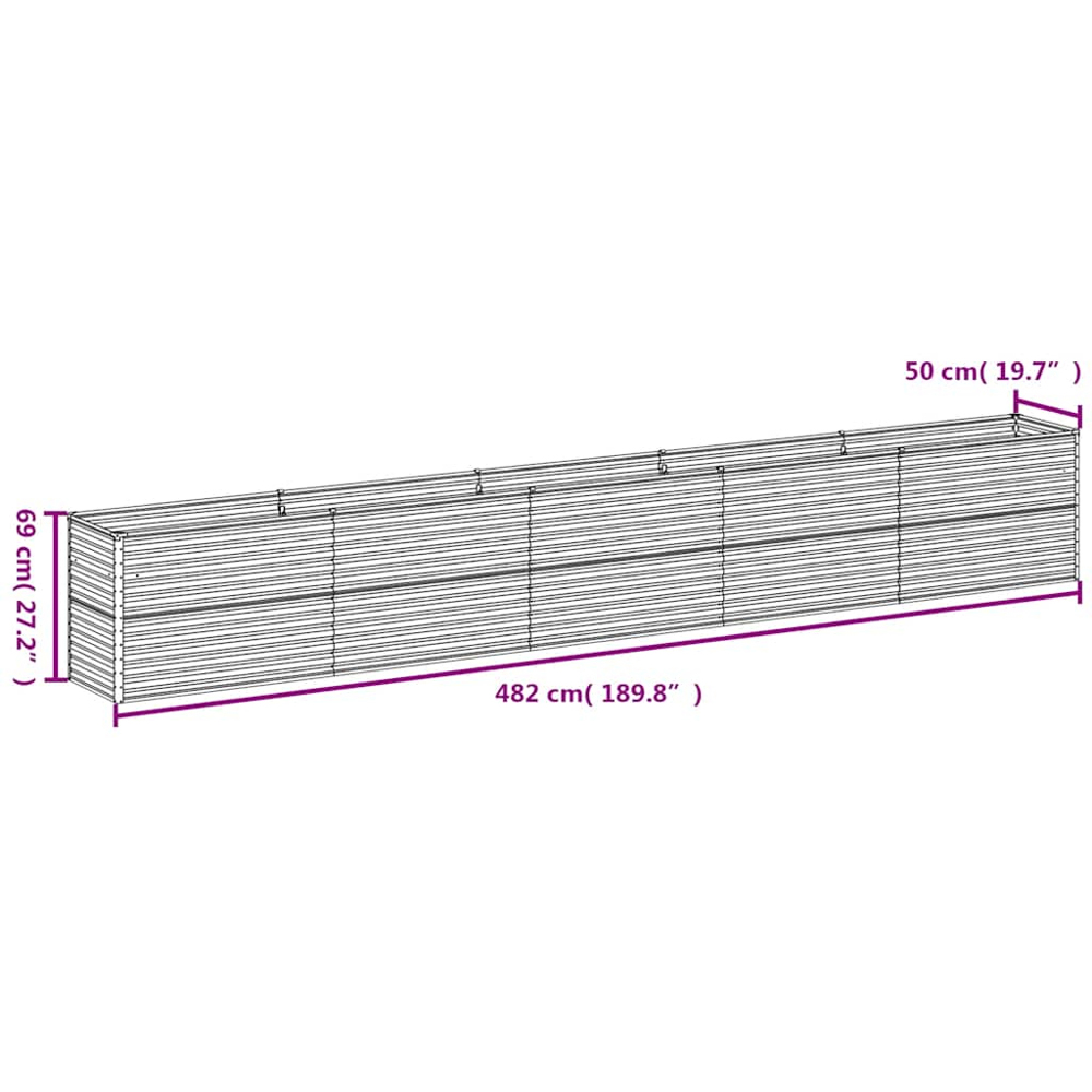 vidaXL Brown Corten Steel Raised Garden Bed 69 x 50 x 482cm Image 6