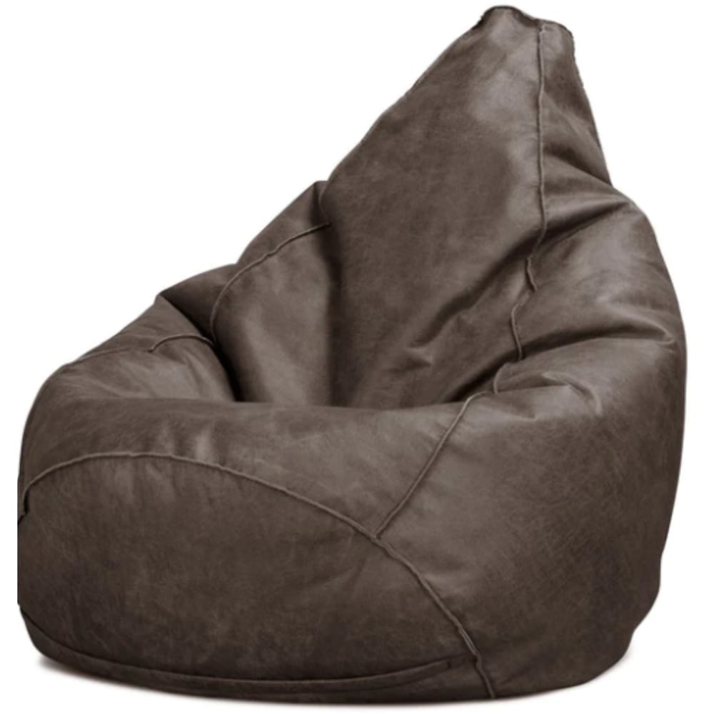Kaikoo Brown Faux Leather Tear Drop Bean Bag Image 2