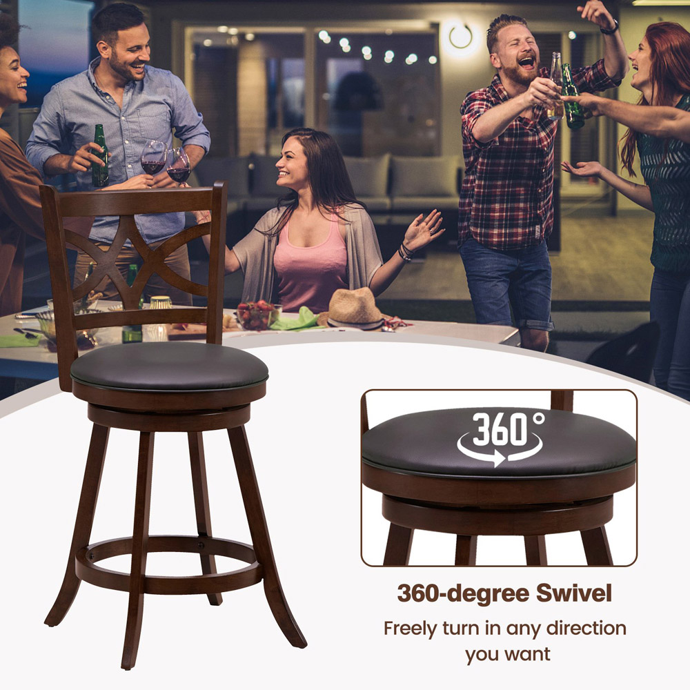 Costway Swivel Counter Height Bar Stool Set of 2 Image 4