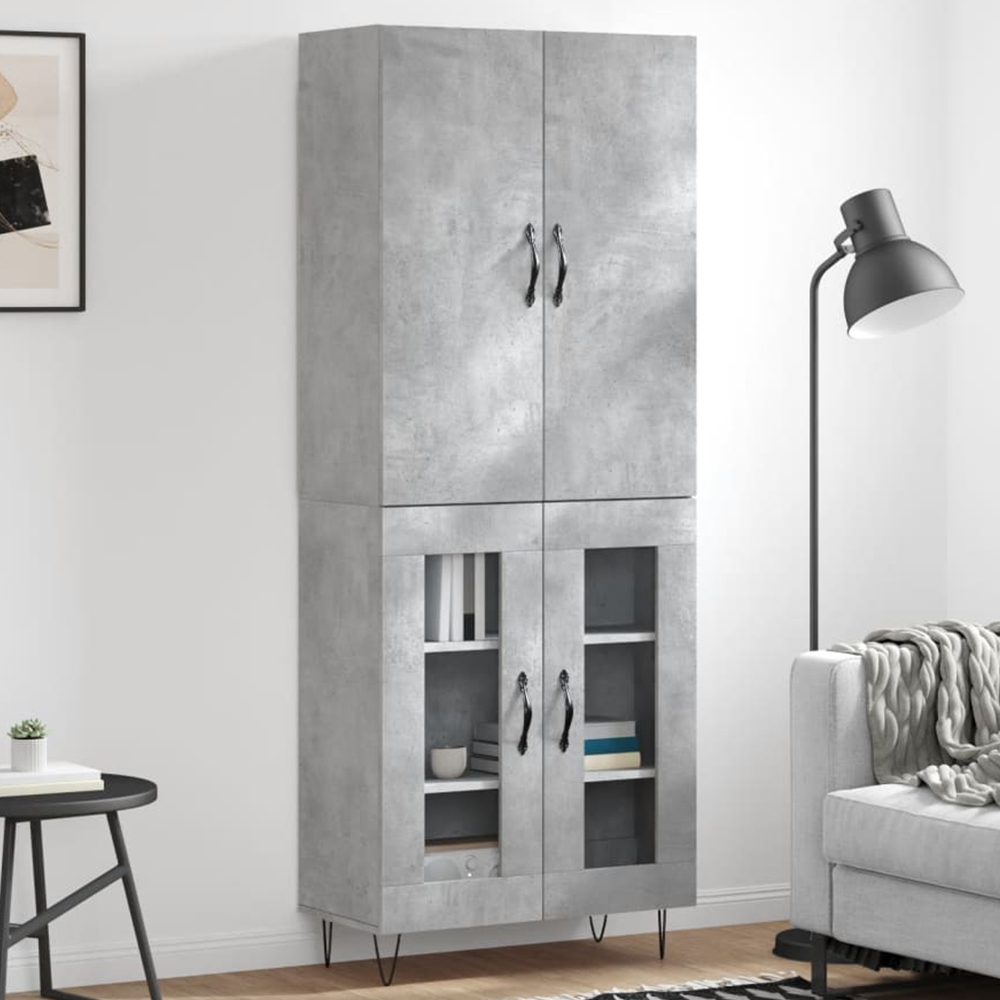 vidaXL 4 Door Concrete Grey Highboard Image 1