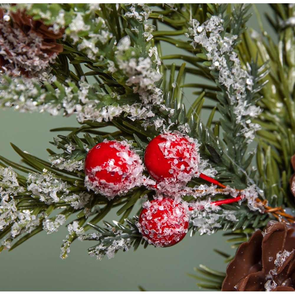 Samuel Alexander Red Berries Pinecones Frosted Foliage Christmas Tree Topper 33cm Image 6