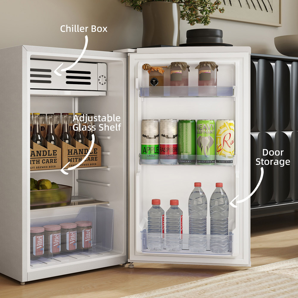 HOMCOM 800-237V70WT White 85L Under Counter Fridge Image 4