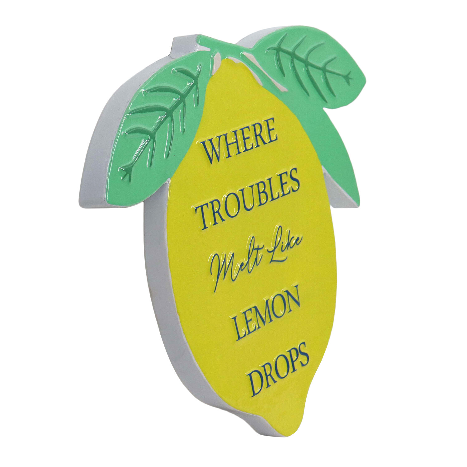 Fun Lemon Slogan Embossed Metal Sign - Yellow Image 4