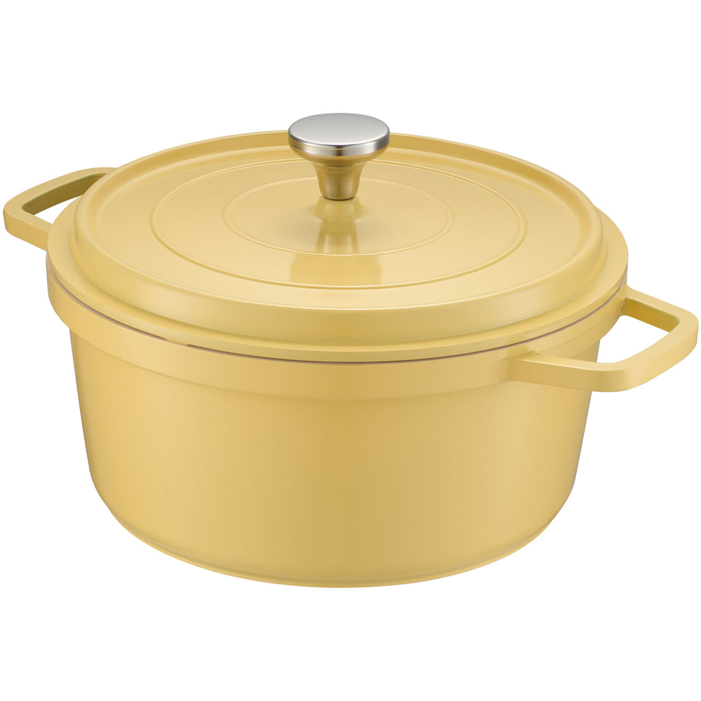Living and Home 2.75L Yellow Ceramic Dutch Oven Round Cooking Pot with Lid Image 1