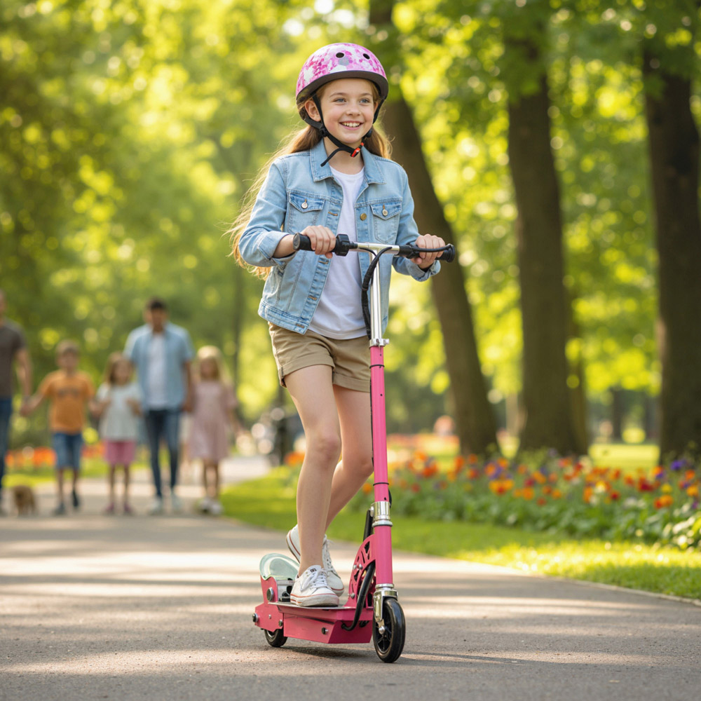Tommy Toys Pink Adjustable Seat and Brake Foldable Powered Kick Scooter Image 2